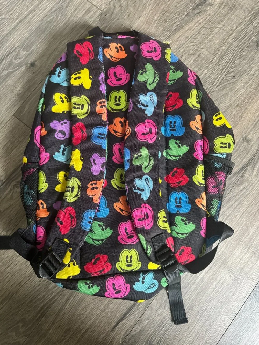 Disneyland Resort Mickey Mouse Faces Backpack Rainbow Embroidered Multicolor Zip